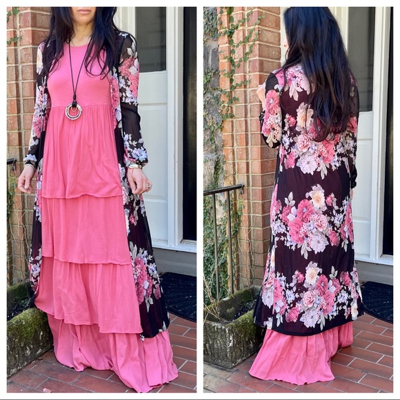 Beautiful floral long line cardigan duster - Picture 11 of 12